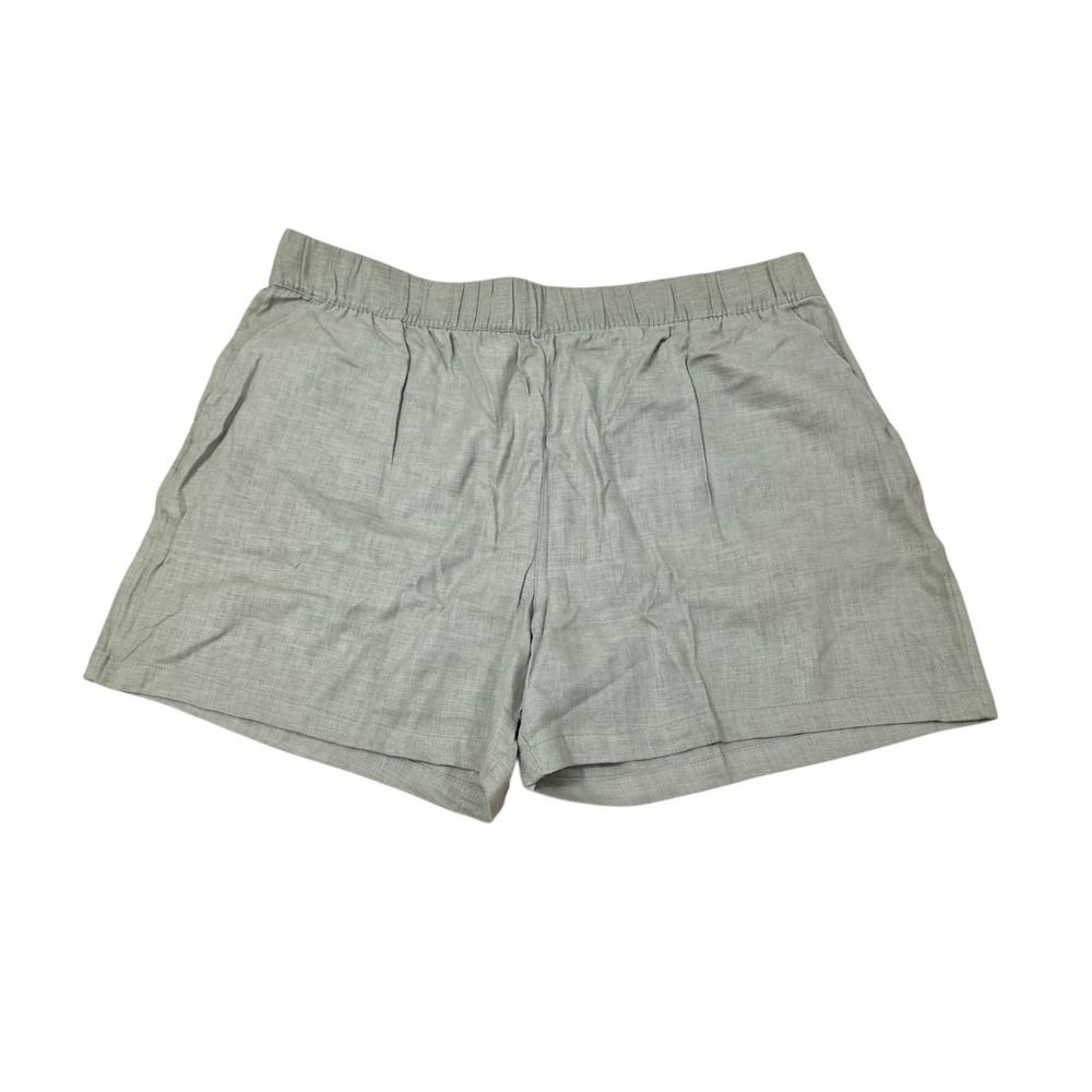 Blank NYC Green Linen Blend Pull On Coastal Beachy Comfy 5" Inseam Shorts Sz 2XL